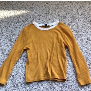 Yellow waffle knit ringer tee